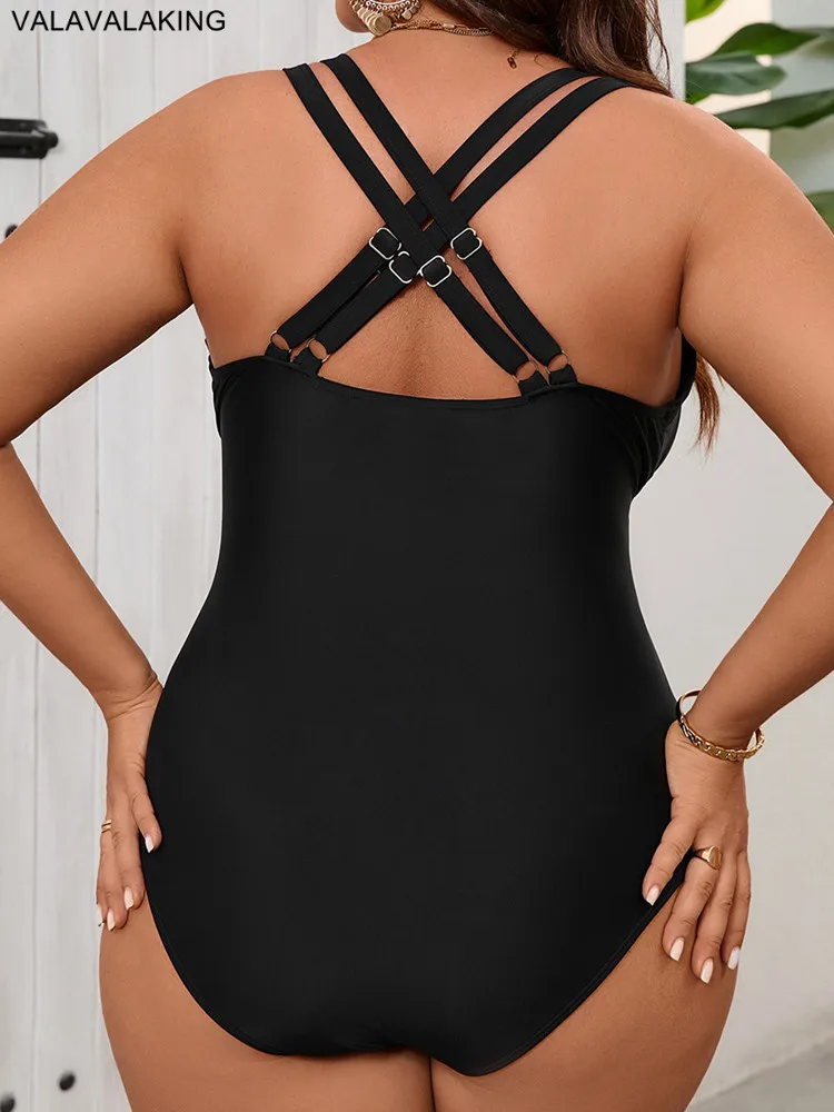 Women Plus Size Mesh One-Piece Swimsuit 2