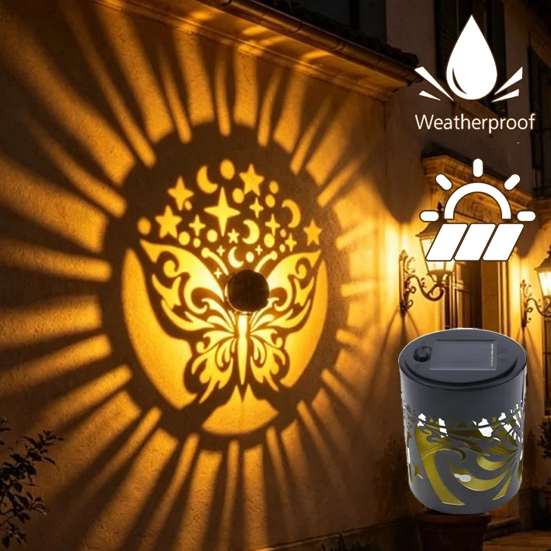 Solar Mandala Butterfly Wall Fence Outdoor Waterproof Decorative Light for Garden Patio Fence Pathway Landscape Night Lighting