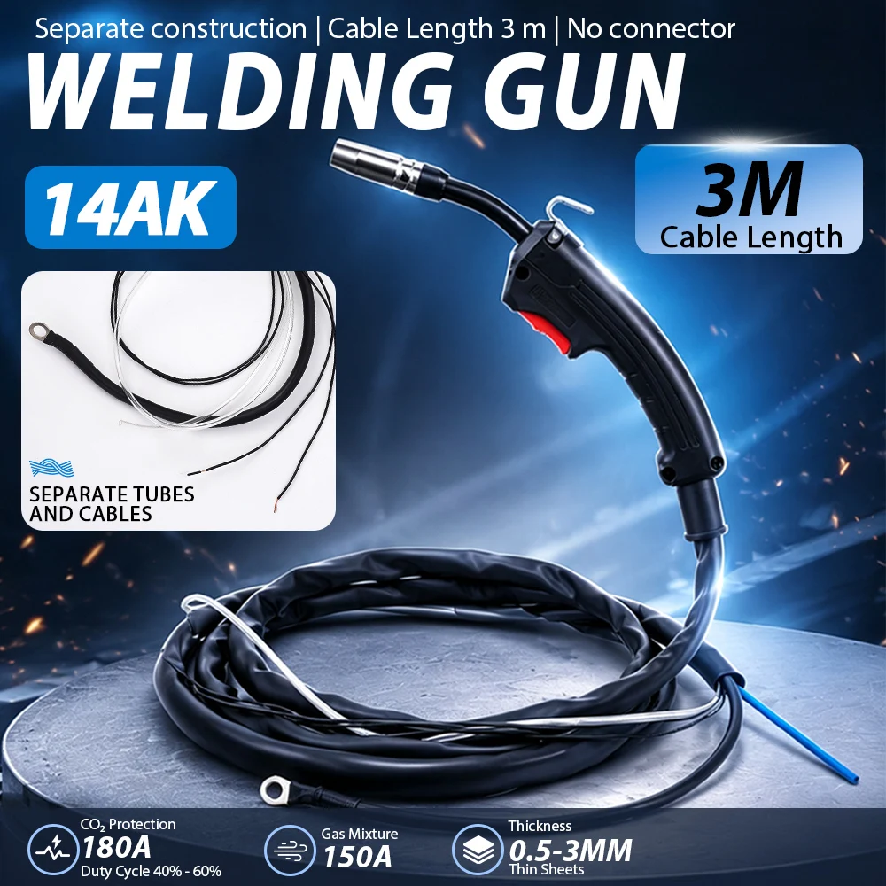 MIG MAG Schweißbrenner 14AK 3M Kabel für 0,5-3mm Draht, Ersatz-Schweißpistolen-Ersatzteile passend für MIG MAG Schweißgeräte. – Detail 9
