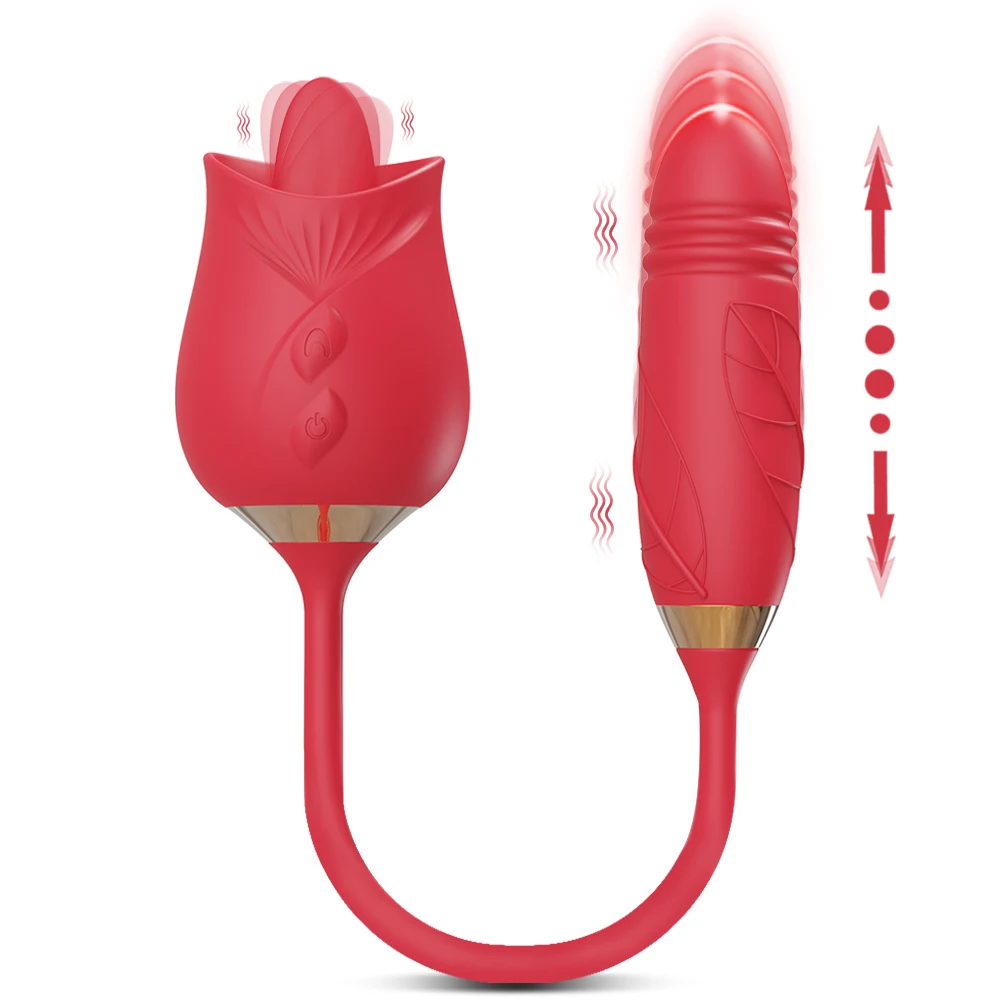 2 In 1 Tongue Licking Vibrator For Women Clitoris Nipples Stimulator Female Masturbator With Thrusting Vagina Vibrator Sex Toy_voghion.com