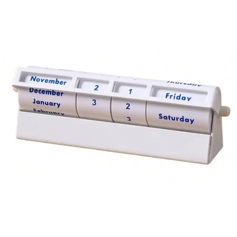 Y1UB Manual Permanent Calendar with Adjustable Month, Date, and Day-of-Week Controls for Ongoing Desktop Reference