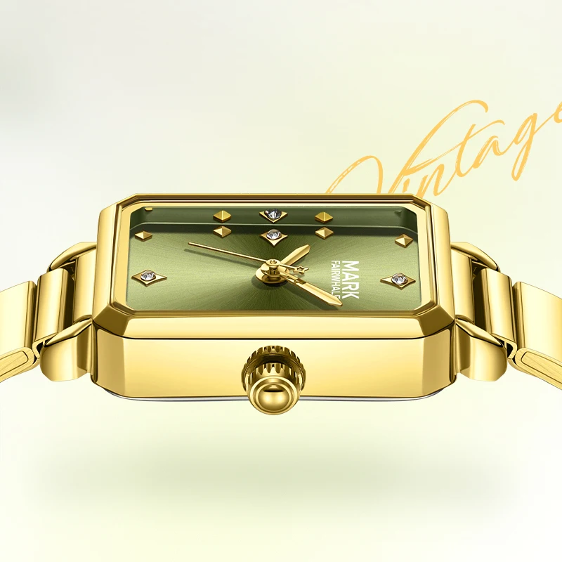 Mark Fairwhale Simple Square Women's Watch Luxury Fashion Stainless Steel Business Quartz Wristwatch for Ladies