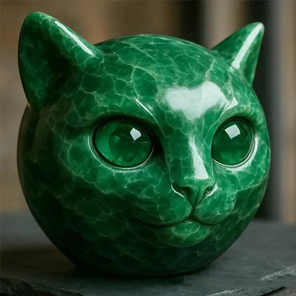 Resin Cat Ornament Balancing Cat Sculpture Hand-carved Cat Stone Sculptures Elegant Home Decor Healing Stones for Lovers Mini
