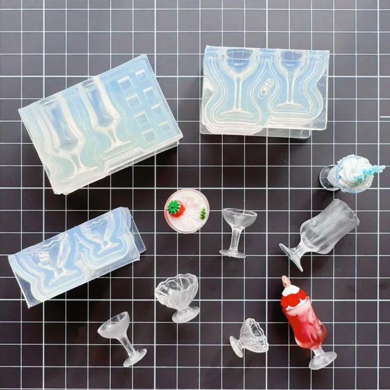 

Mini Simulation Goblet/glass/milk Tea Cup Silicone Mold UV Glue Diy Dollhouse Miniature Food Toy Dessert Decoration Mold