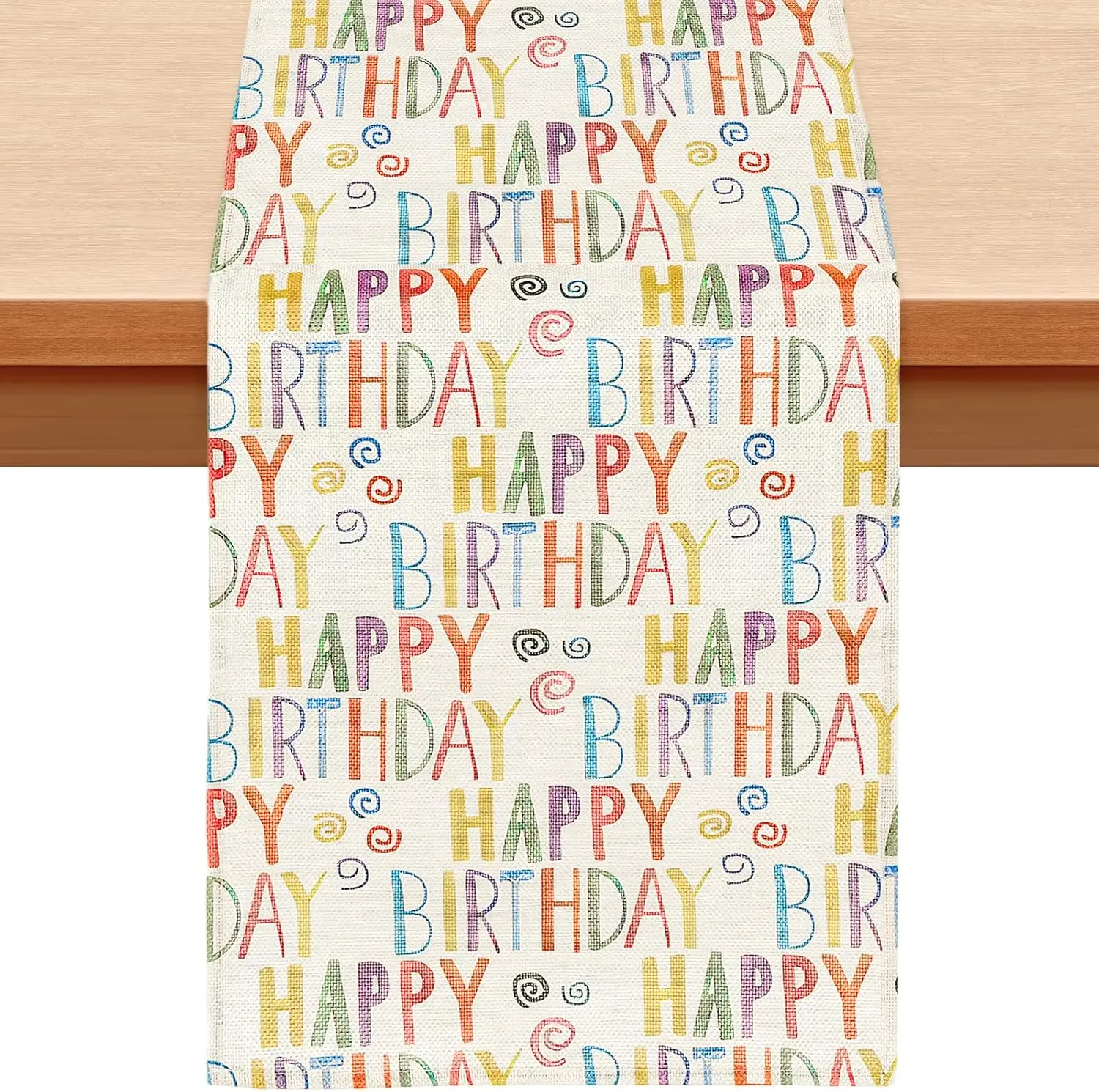 Colorful Happy Birthday Table Runners Holiday Table Decorations Reusable Tables Runner for Home Kitchen Dining Party Decor