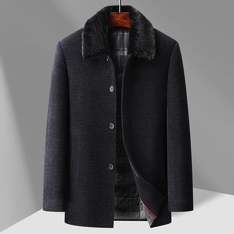 

2026 Outdoor Fashion Gentleman's Versatile Trend, Middle-aged and Elderly Business Casual Men's Down Inner Liner Woolen Coat