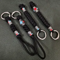 LLavero de cordón de tejido Paracord para hombres y mujeres, adornos EDC, colgadores de cuchillos de bolsa, cuerda trenzada hecha a mano DIY