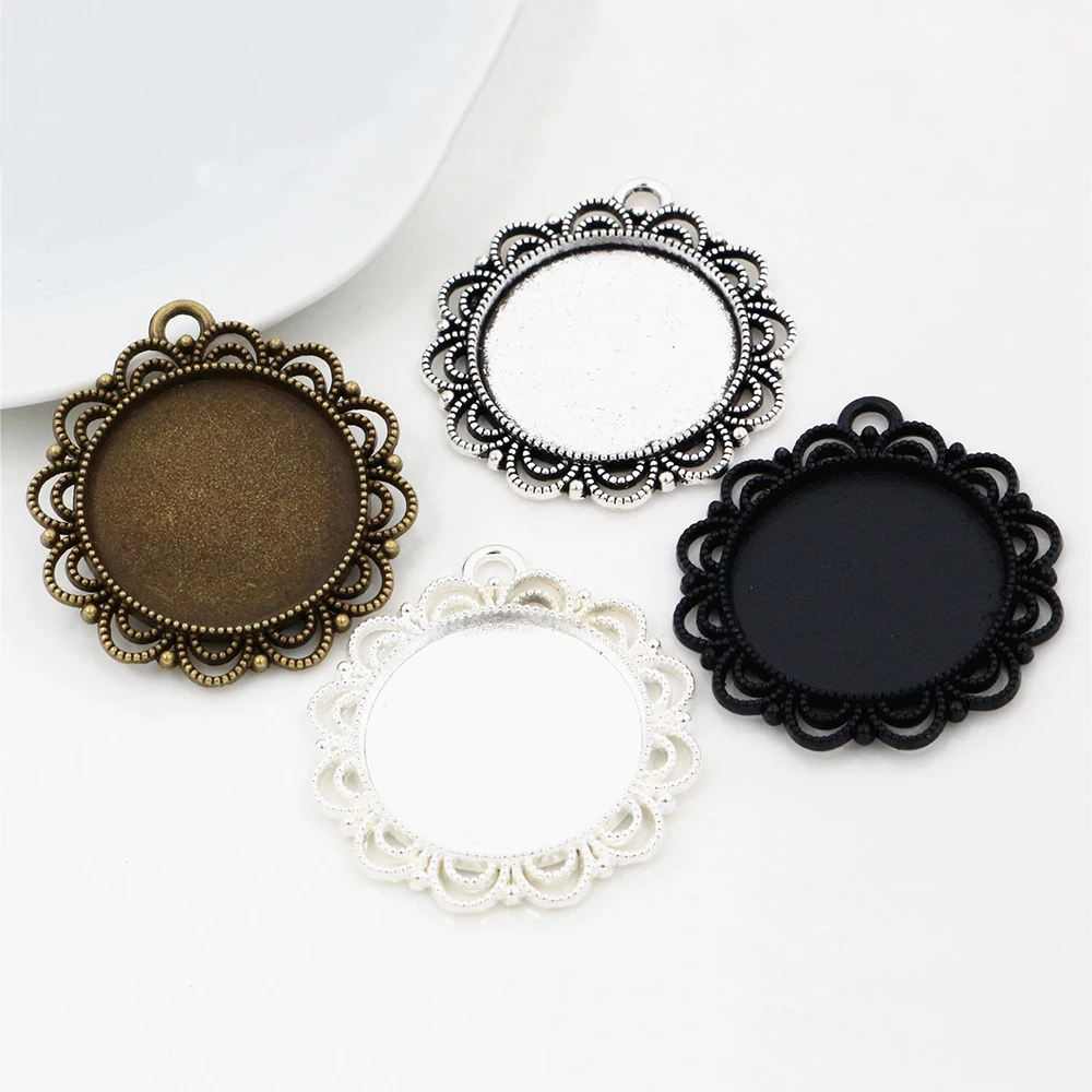 New Fashion 5pcs 25mm Inner Size 4 Colors Cute Style Cabochon Base Setting Charms Pendant