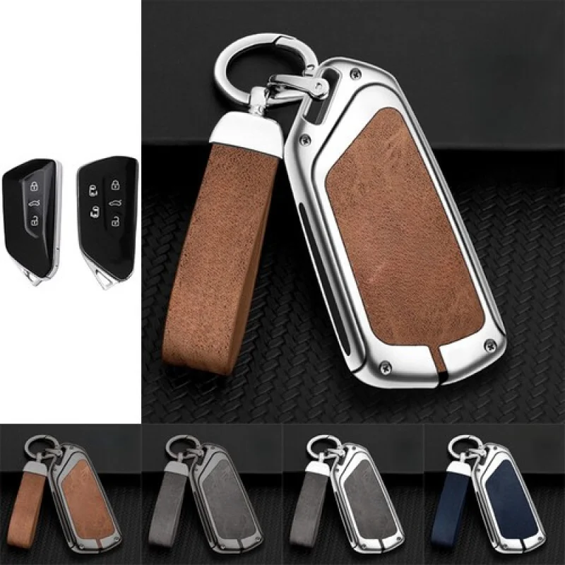 A + سبائك الزنك بولي TPU الجلود مفتاح السيارة فوب غطاء لشركة فولكس فاجن سكودا MK 8 ID.3 جولف 8 ID.4 #1