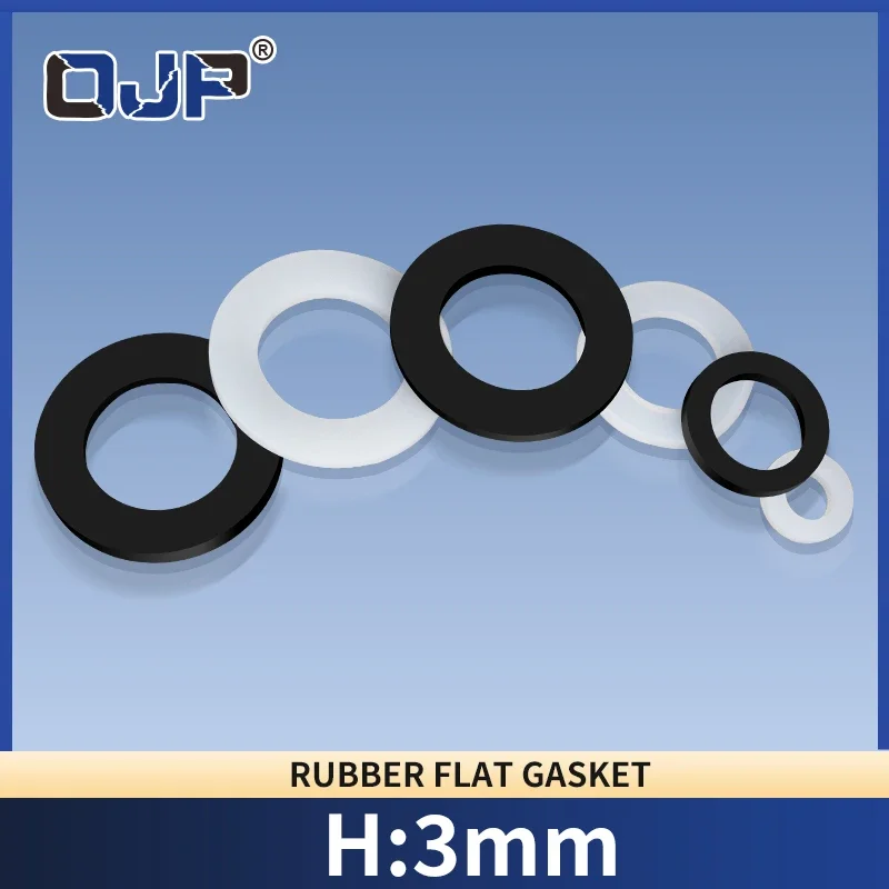 H3mm Flat Gasket M2-M42 Nitrile Silicone Fluorine Rubber NBR VMQ FKM Wear-resistant Shock-absorbing Waterproof Sealing Gasket