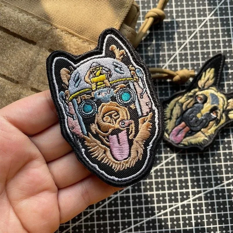 German Shepherd Embroidered Morale Badge Reflective K9 Hook&Loop Patches Tactical Dog Badge Military Fans Backpack Sticker