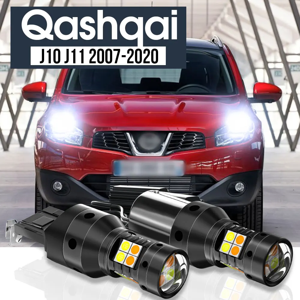 

2pcs LED Dual Mode Turn Signal+Daytime Running Light Blub DRL Canbus Accessories For Nissan Qashqai J10 J11 2003-2020 2013 2014