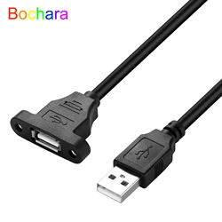 Bochara USB 2.0 Extension Cable Male to Female With Full Wrapped Screw Panel Mount Foil+Braided Shielded 30cm 50cm 1m 1.5m