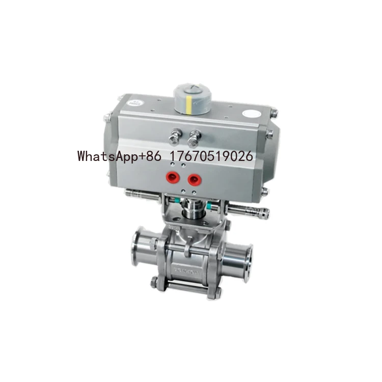 

3-piece Non-Retention 2-Way Ball Valve Thread Clamp Sanitary Food Grade Stainless Steel 304/316L Horizontal Pneumatic OEM