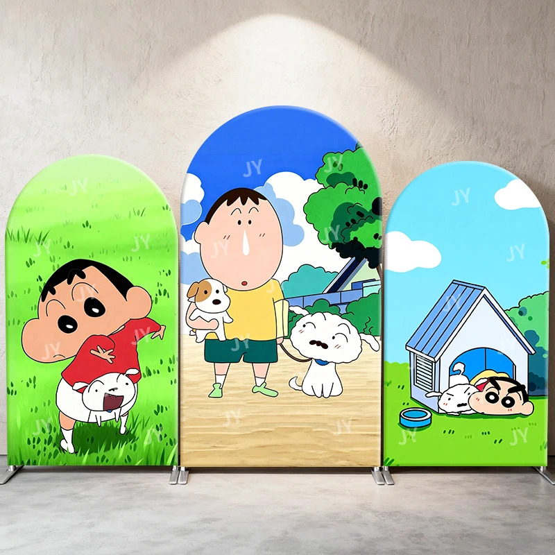 

Crayon Shin Chan Shiros House Theme Arch Backdrop Cover Grassland Cartoon Background Kids Birthday Baby Shower Party Decoration
