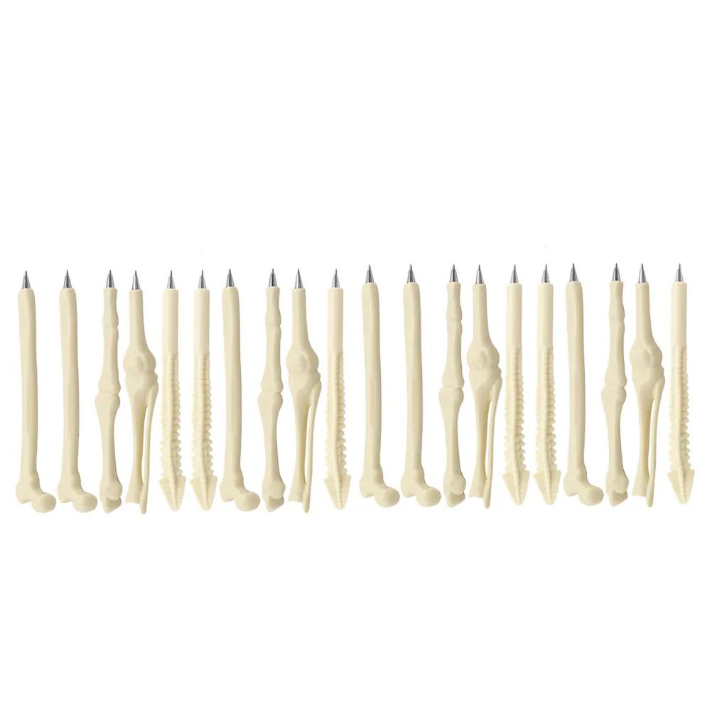 20Pcs Creative Human Bone Design Ballpoint Pens ABS Solid Rod Black Ink 0.7mm Comfortable Grip Gift for Healthcare
