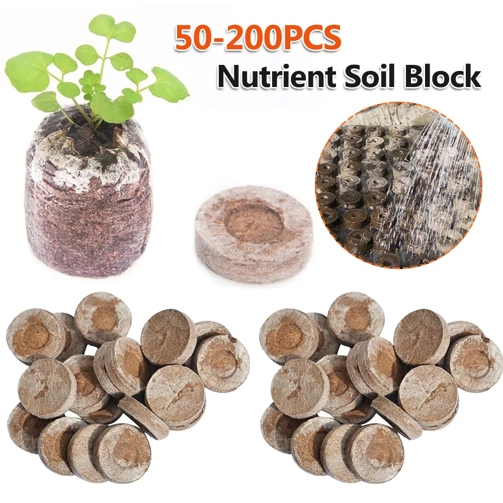 50-200PCS 30mm Non-Woven Seeds Blocks Jiffy Peat Pellets Seedling Soil Block Starting Plugs Seeds Starter Pallet for Garden