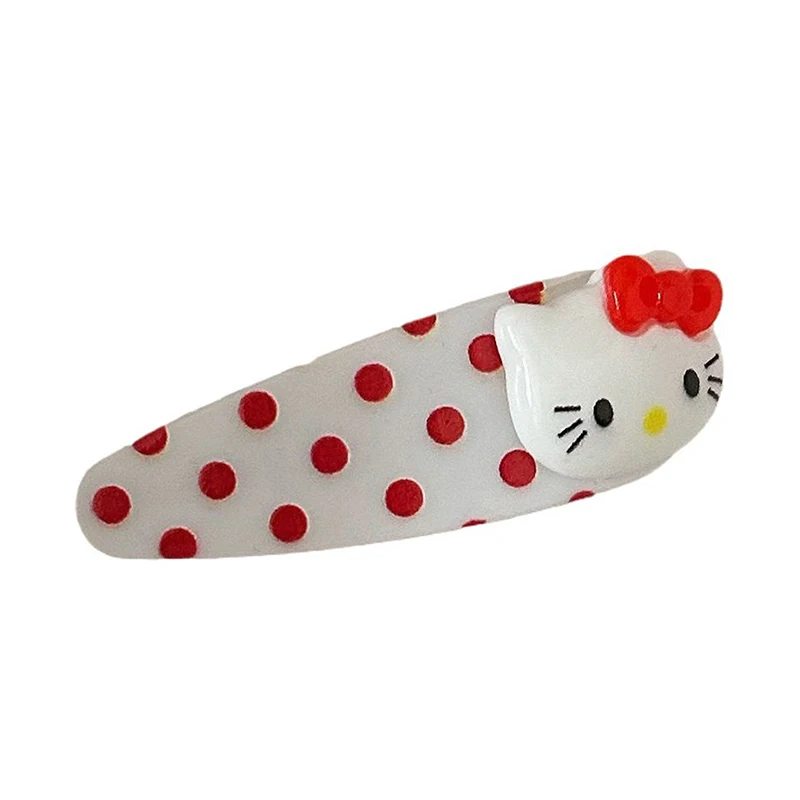 2PCS Kawaii Hello Kitty Polka Dot Cartoon BB Hairclip Sanrio Girl Hair Clip Hair DIY Accessories Headwear Bangs Clip Gift