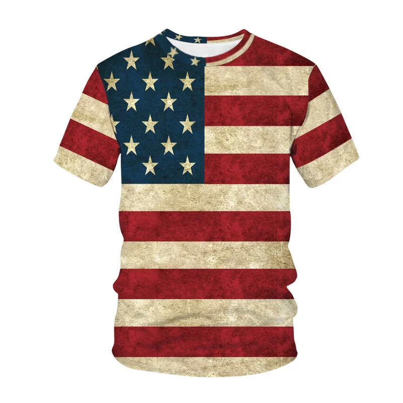 New Summer 3D America Flag Emblem Printed T Shirt American Spiritual Totem Graphic T-shirts For Men Kid Vintage Fashion Clothing