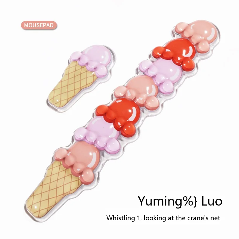 Silicone Wrist Rest Mouse Pad Keyboard Pad Set Ice Cream Shape 8 Colors Office Gaming Desk Mat