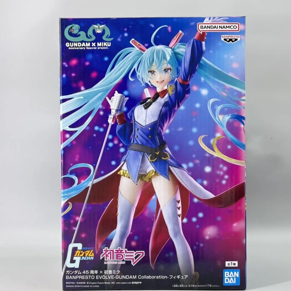 Bandai Genuine Hatsune Miku BPEV Banpresto Evolve Gundam Collaboration 21cm Collections Model Toy Action Figures Figurine Figuar