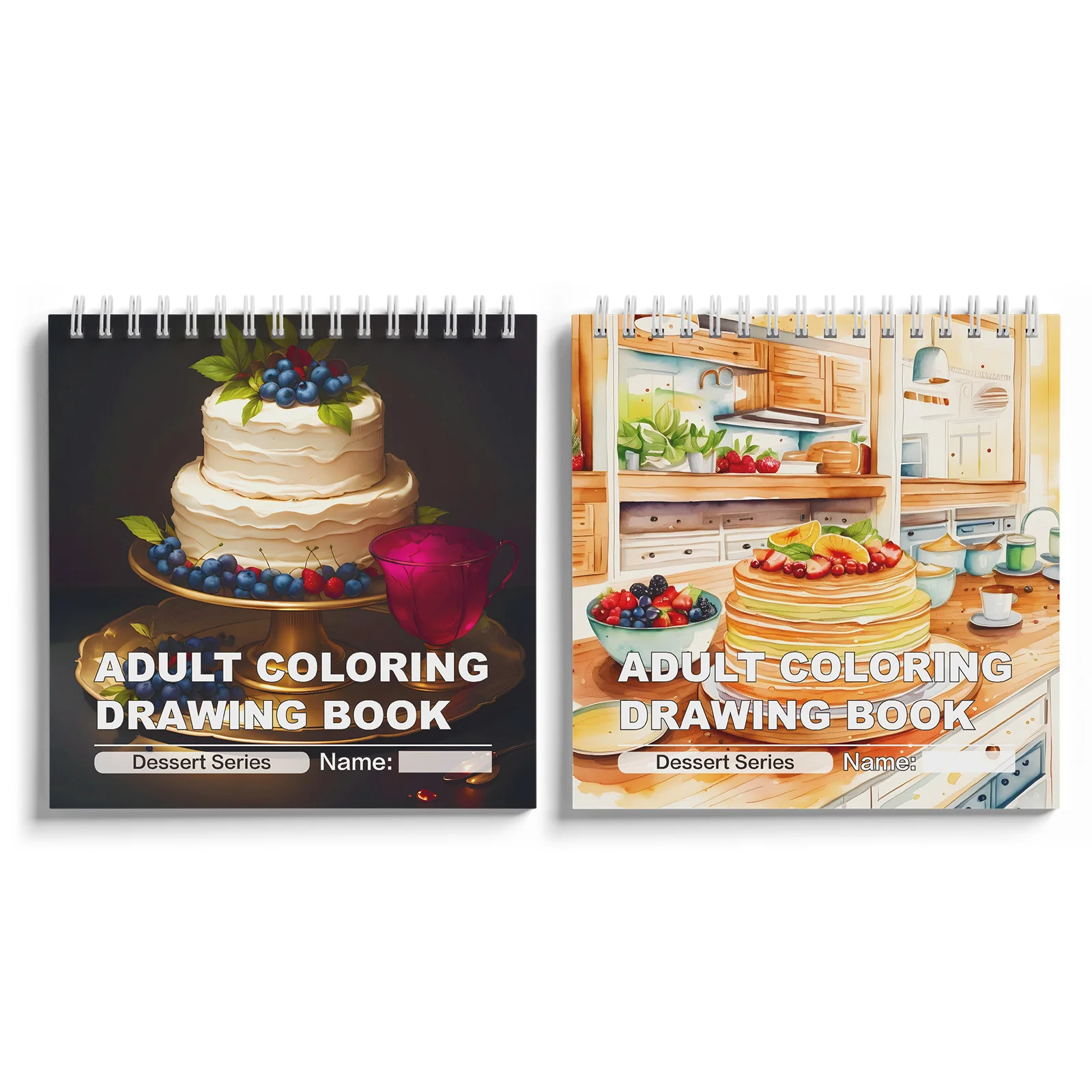 Sweet Treats Coloring Notebooks, Dessert and Cake Themes, Adult Coloring, Creative Drawing, Bakery Scenes, Fruit Toppings