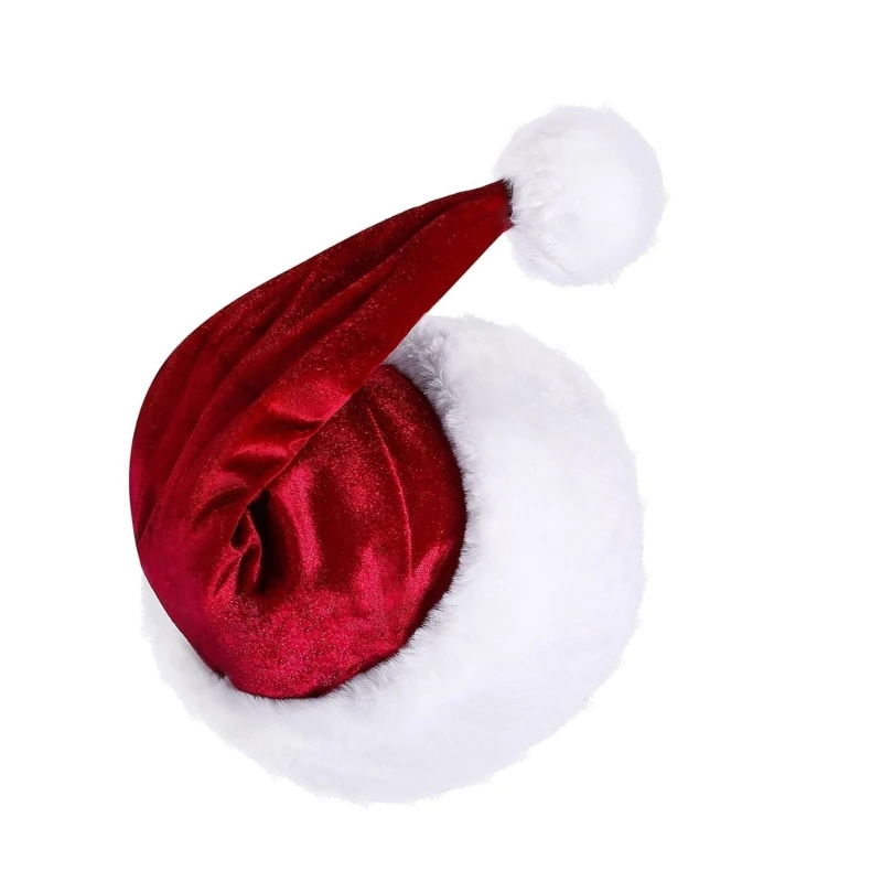 Christmas Santa Hat with Furry White Trim Warm Holiday Headwear Photo Props Dropsale