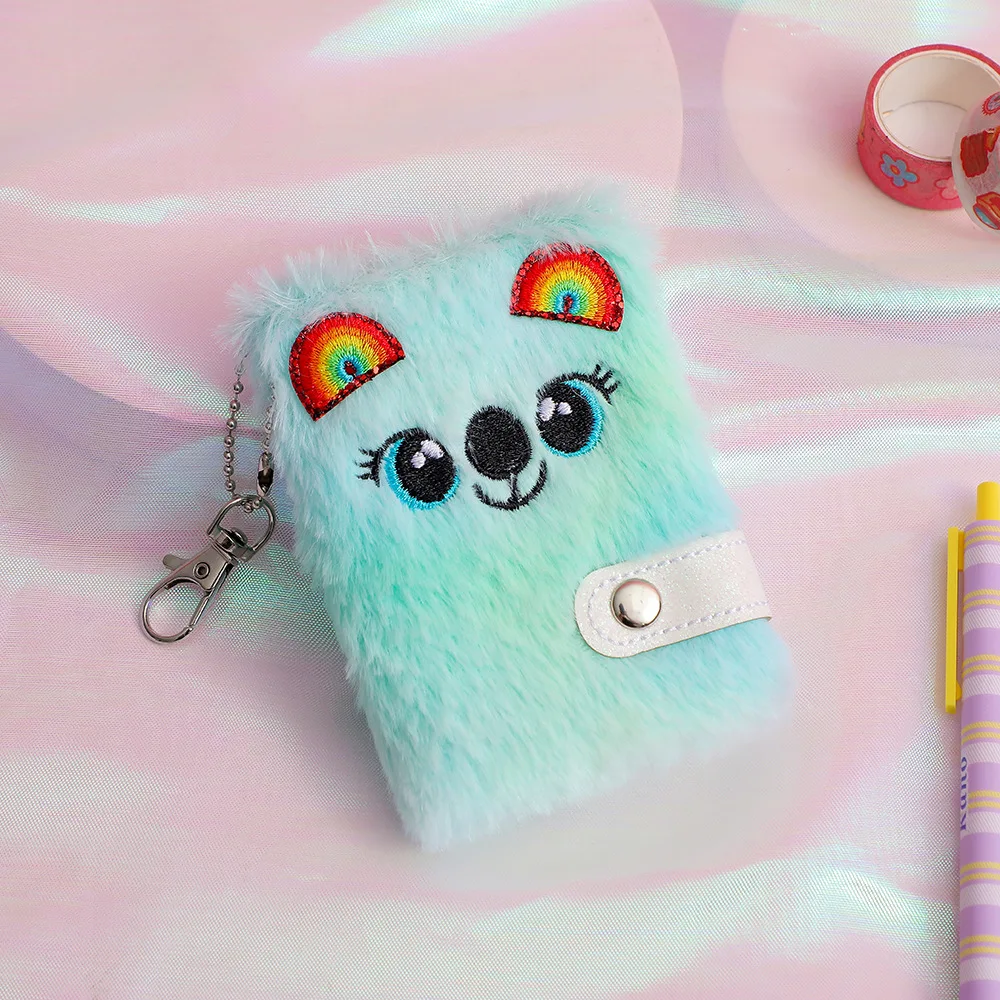 Mini Cartoon Plush Notebook School Diary Planner Journal Book Children\'S Hanging Keychain Gifts Writing Note Book Stationery 1PC