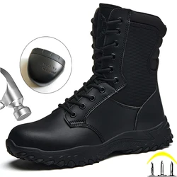 Men Work & Safety Boots Outdoor Boots Puncture-Proof work Shoes Anti-smash Desert Combat Boots Protective Shoes Steel Toe Boots