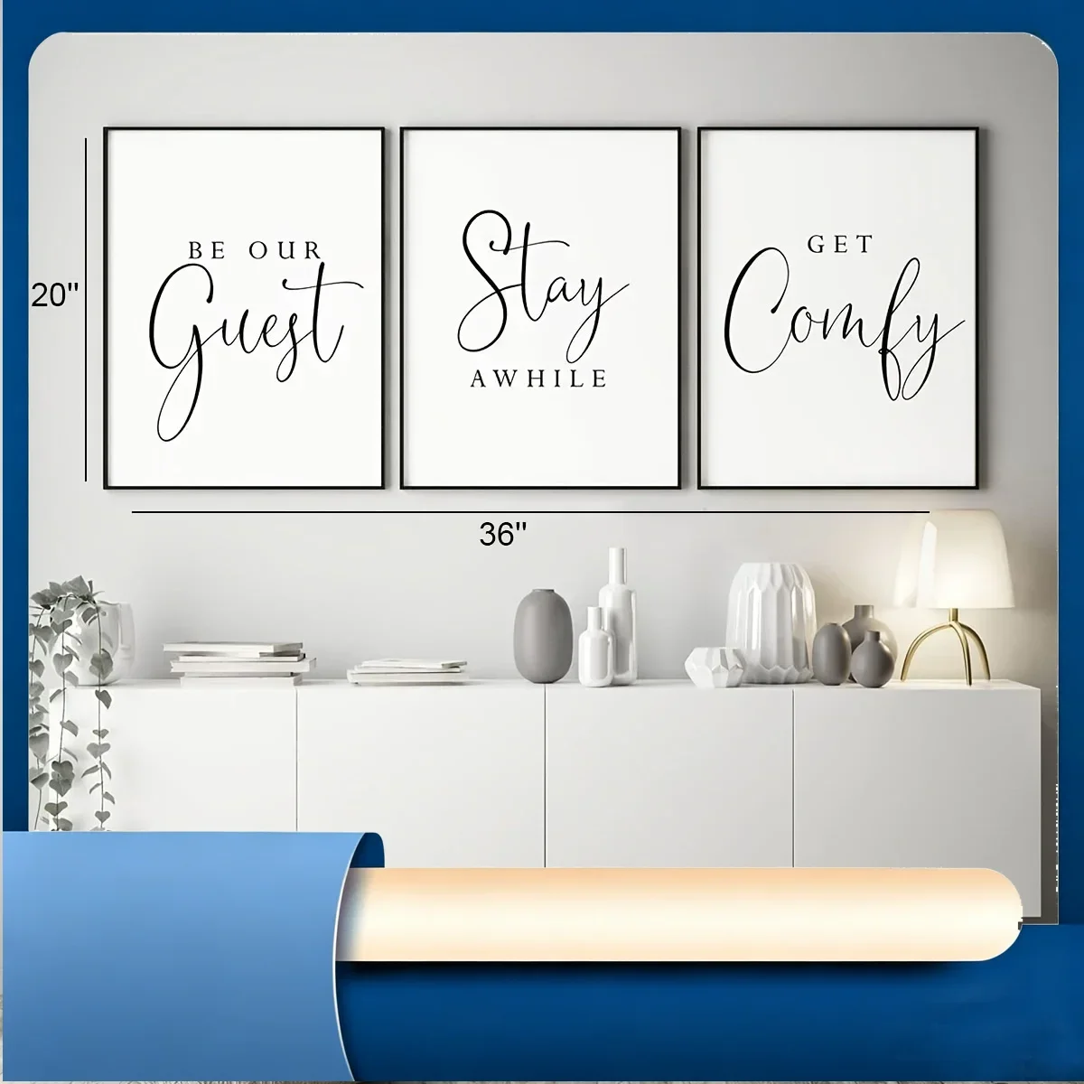 3pcs Be Our Guest - Canvas Wall Art for Living Room and Bedroom Decor - Comfortable and Inviting Quote Posters Prints - No Fr