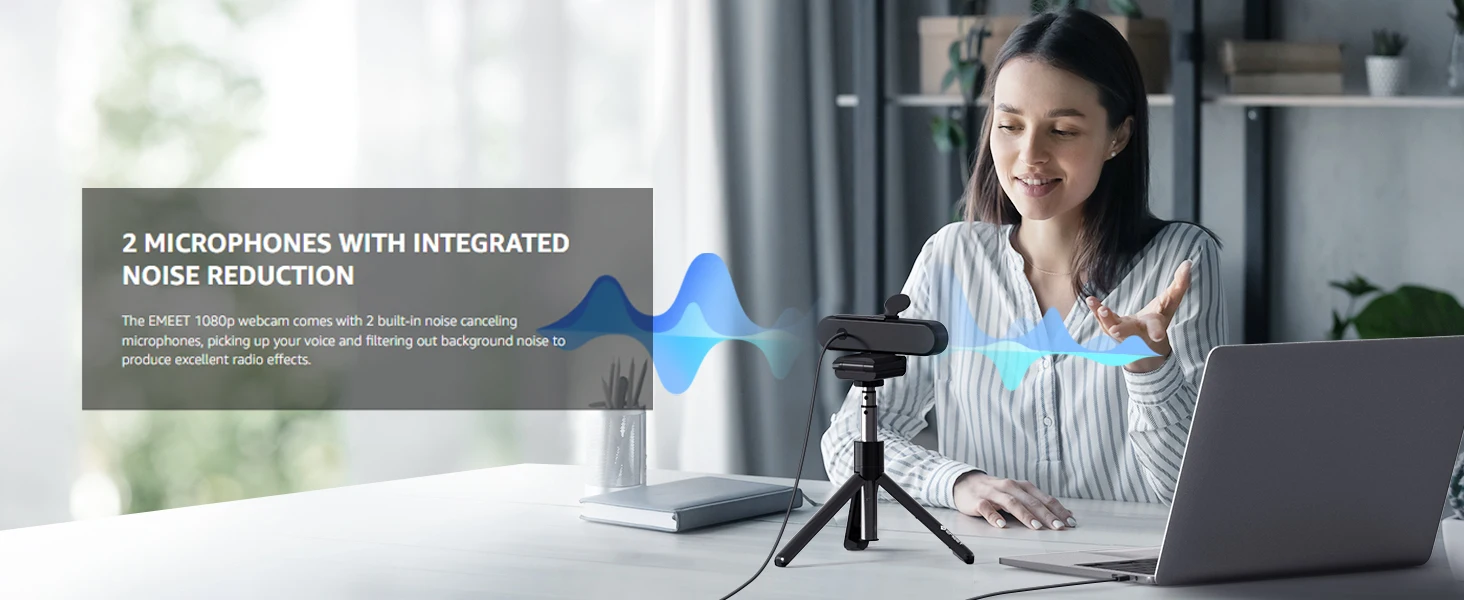 1080p Webcam Full HD Web kamera emeet c960 mit Stativ & Mikrofon Computer kamera mit Ständer für Zoom/Skype/Youtube/Facetime – Detail 4