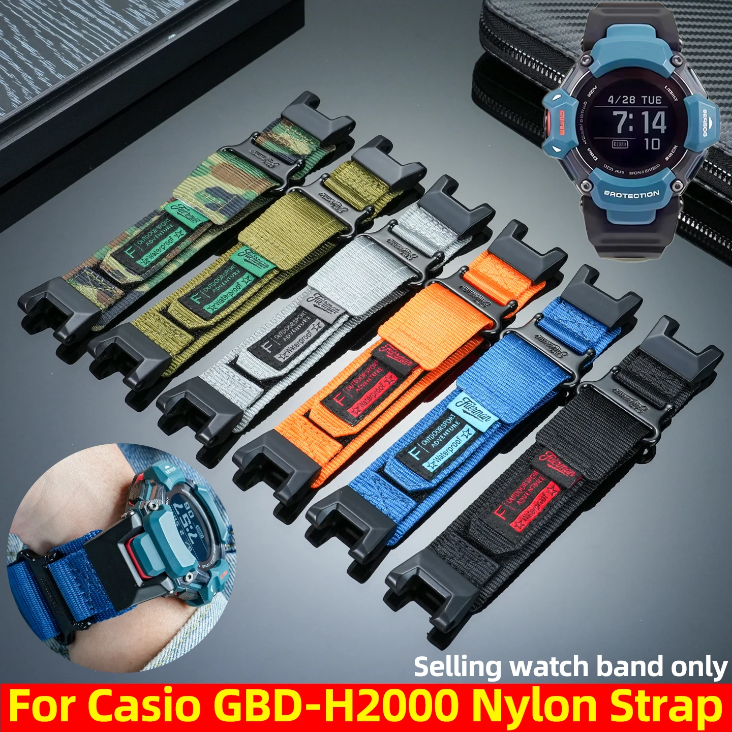 

Нейлоновый ремешок для часов GBD H2000 для Casio G-SHOCK 3515 GBD-H2000-1A/1B/2/1A9, модифицированный спортивный холщовый ремешок для часов, аксессуары для браслетов