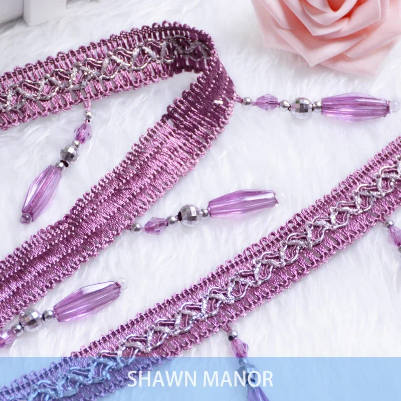 

Crystal Beaded Tassel Fringe for Curtain Sewing, Decorative Trim, 9cm Width, 11Meters Per Lot, 11 Colors Available