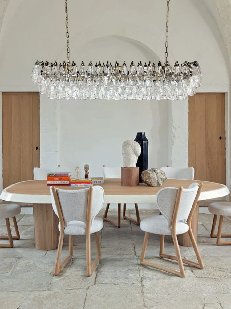 

Rectangular Round Murano Series Glass Art Dimmable LED 2025 Chandelier Lustre Suspension Luminaire Lampen For Dinning Room
