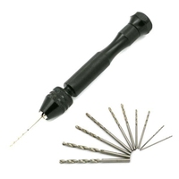 1 Set Manual Craft Mini Drill for Sharp HSS Micro Mini Twist Drill Bits Epoxy Steel Pin Vise Hand Drill with 10 Drill Bi