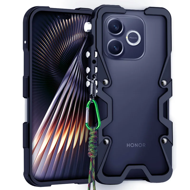 Luxury Armor Metal Aluminum Phone Bumper For Honor X80 X70 X60 X50 X40 X30 Pro GT Cover Mechanical Purely Handmade Skull Case