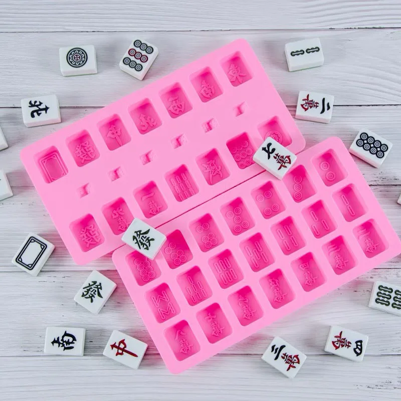Chinese Mahjong Tile Set Silicone Mold Dice Chocolate Soap Ice Cube Tray Patterns Like All In One Suit Thirteen Orphans Resin