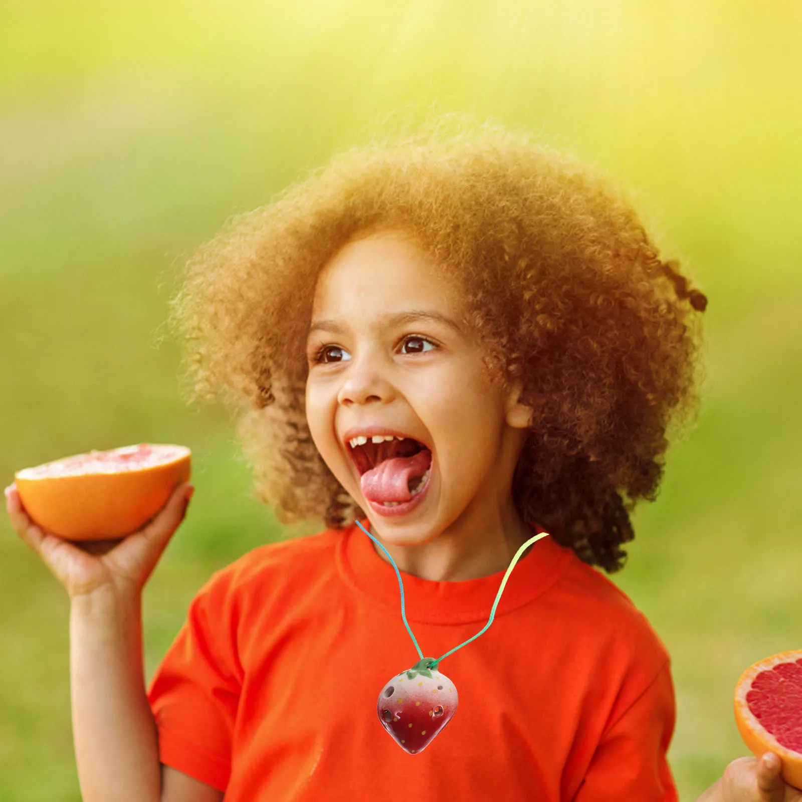 

Ceramic Strawberry Shape Ocarina 6 Holes Beginner Practice Wind Instrument Portable Durable Musical Instrument