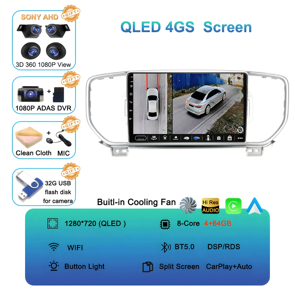 Android 16 autoradio multimediasysteem navigatie GPS 2 Din stereo DVD accessoires speakers voor KIA Sportage 4 KX5 2016 - 2018