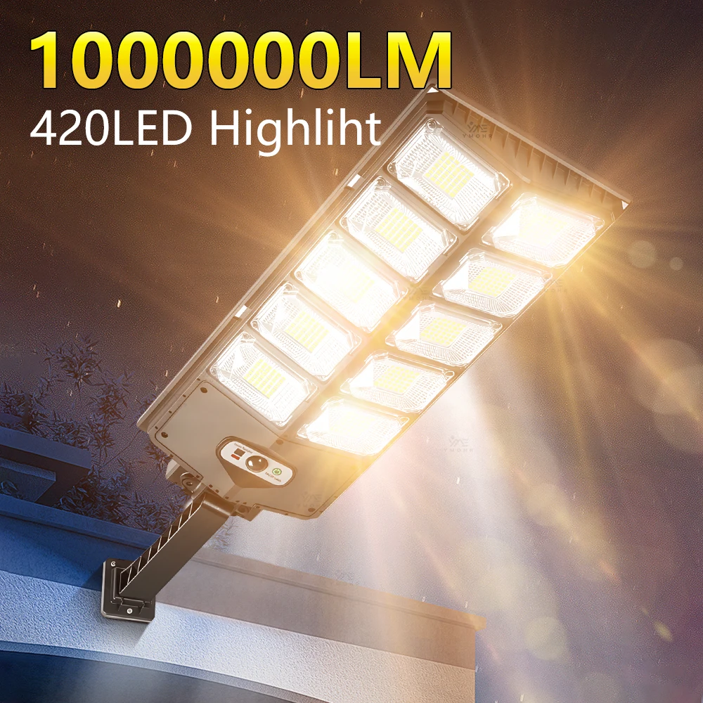 

1000000LM Highlight Solar Lamps Outdoor Wall Lights Human Body Induction Balcony Decoration Strong Spotlight Porch Light 420 LED