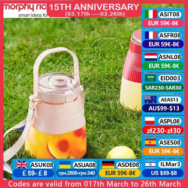 خلاط عصير محمول من Morphy ريتشاردز 1L زجاجة مياه صحية خالية من مادة البيسفينول أ مع شفاط فواكه ميلك شيك خلاط كوب