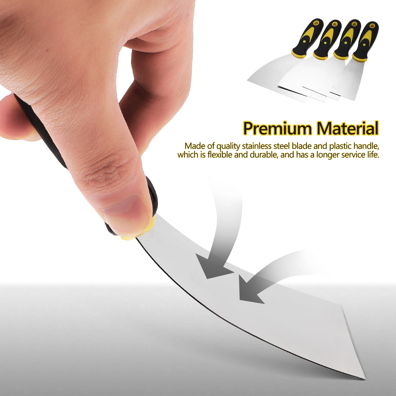 

8Pcs Oil Putty Knife Set Stainless Steel Durable Flexible Wall Repair Palette Scraper Tools for Drywall Wallpaper Surface