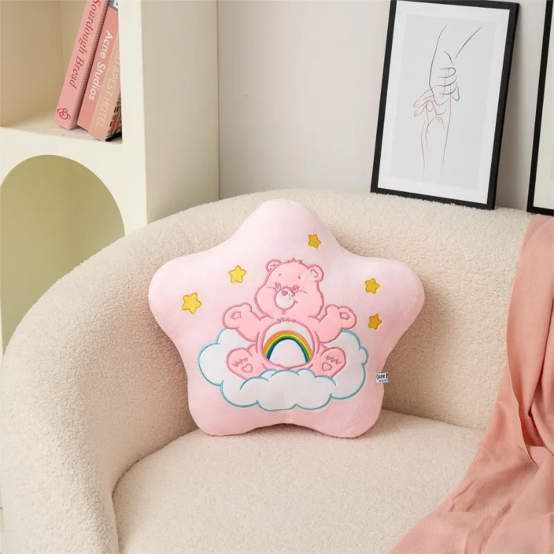 Miniso Genuine Carebears Pillow Pentagram Special Shaped Sofa Cushion Cushion Girl Cute Plush Cushion Ornament Children's Gift