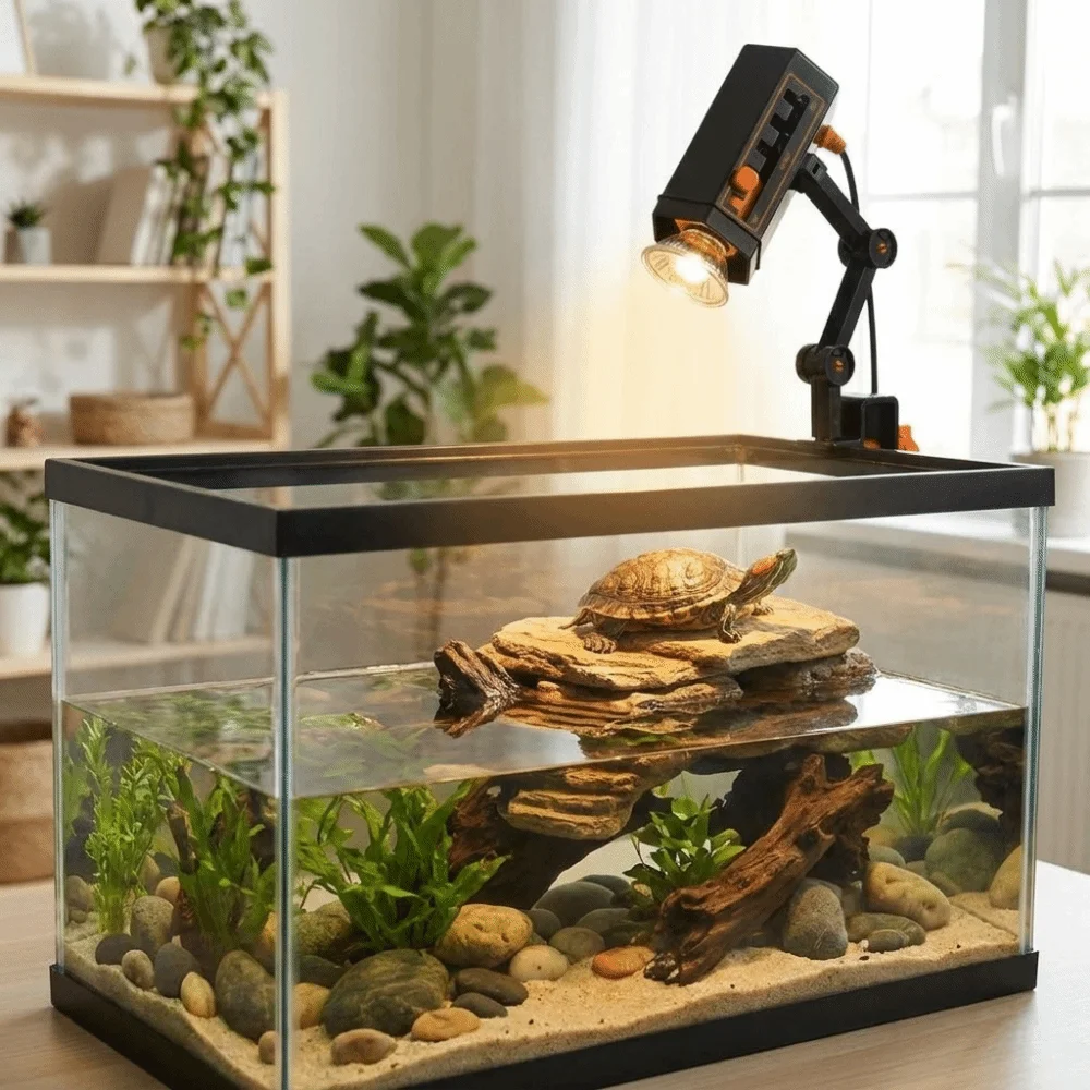 360° Rotatable Arm Turtle Basking Light Heat Preservation Adjustable Brightness Reptile Heat Lamp Detachable Light Bulb