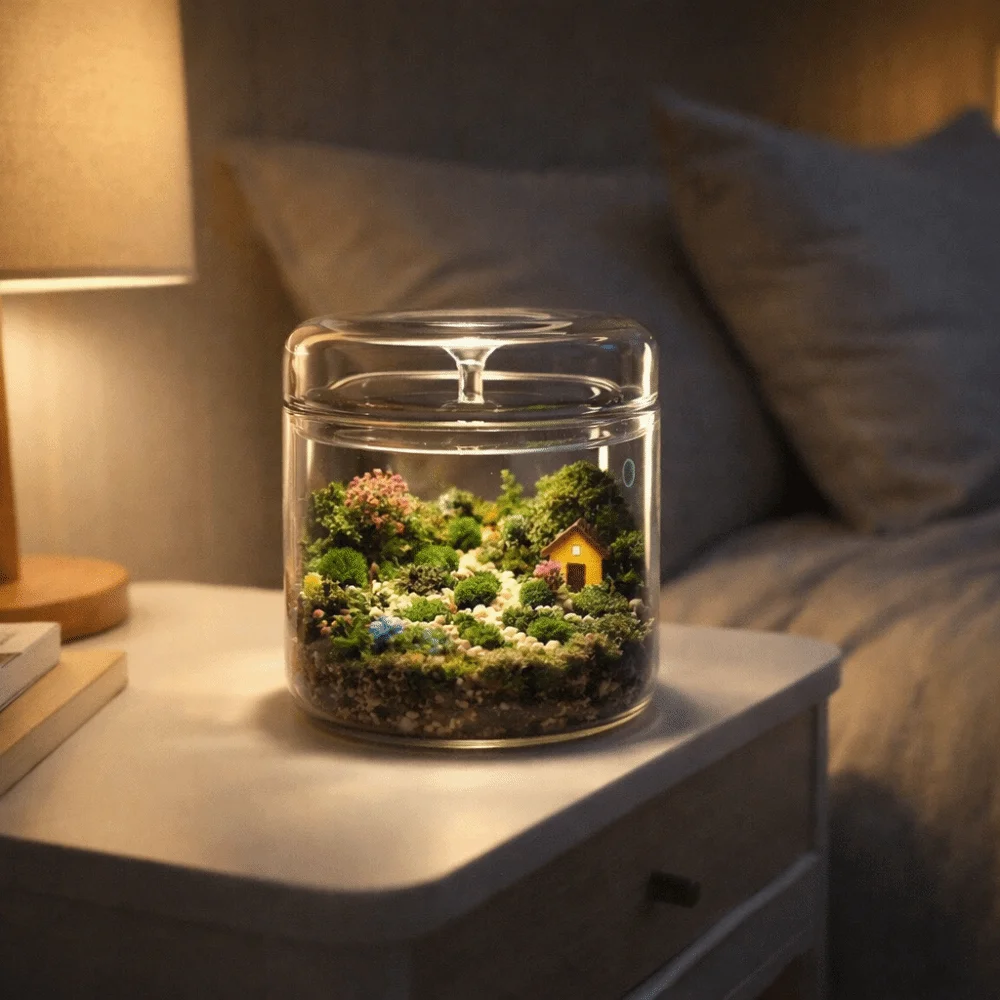 Transparent Glass Terrarium Perforated Cover Decorative Micro Landscape Cylinder Desktop Glass Vase Indoor Planting