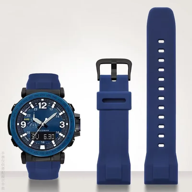 

Black and blue strap accessories for Casio PRG-650 PRW-6600Y-1A9 PRG600 / 610 silicone strap waterproof replacement rubber 24mm