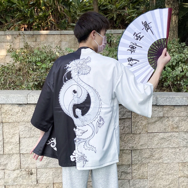 

Dragon Gossip Kimono Cardigan Women Men Japanese Obi Male Yukata Men's Haori Japanese Printed Coat Traditional Japan Clothing