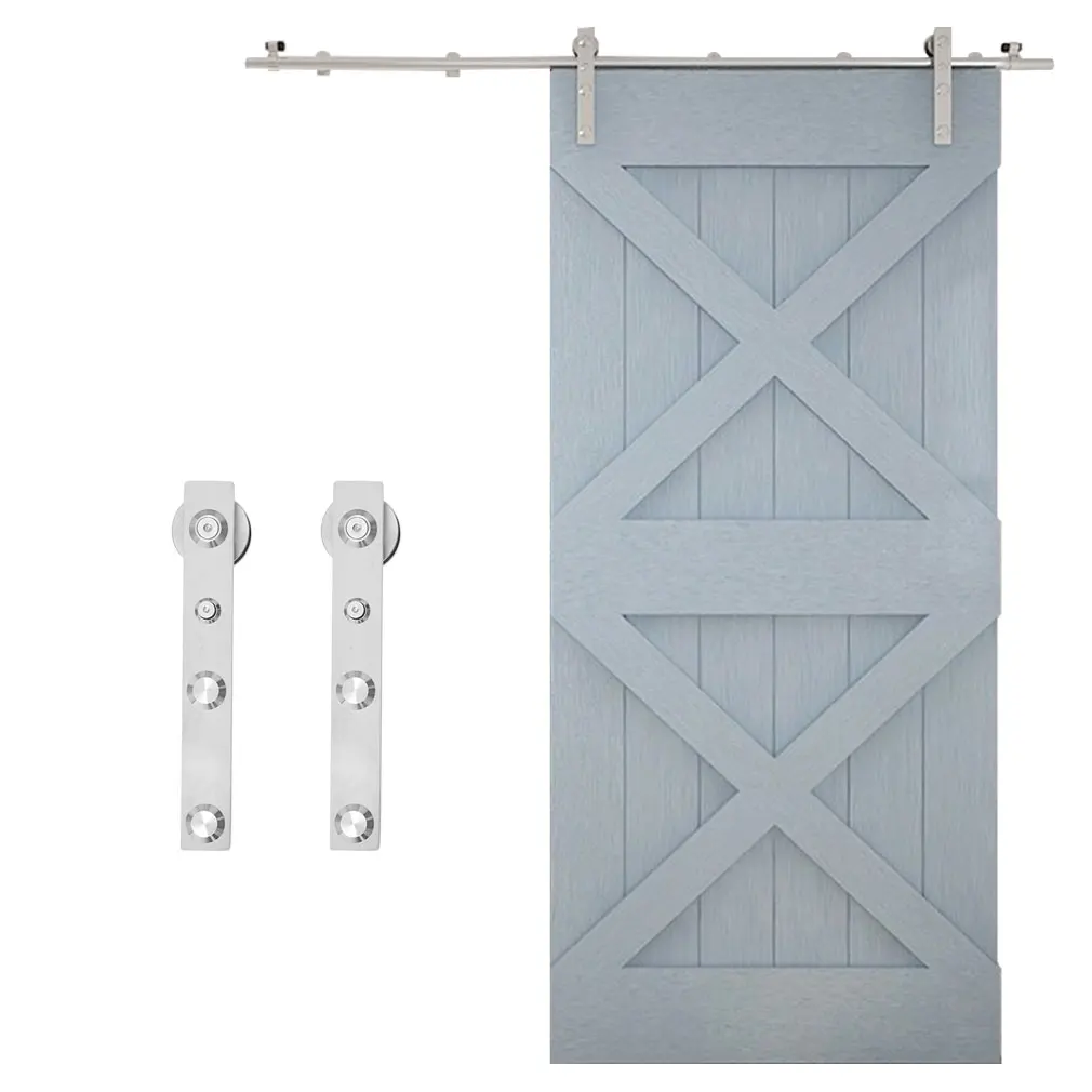 Imagem -06 - Ccjh- Deslizante Barn Door Hardware Kit Faixa de Armário Única Madeira Heavy Duty Fácil de Instalar Pés 6ft Aço Inoxidável