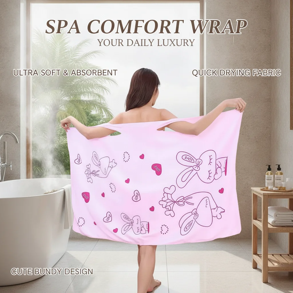 Versatile Women's Printed Bath Skirt Ultra-Fine Fiber Anti-Glare Soft Absorbent Wearable Foreign Trade Bath Towel