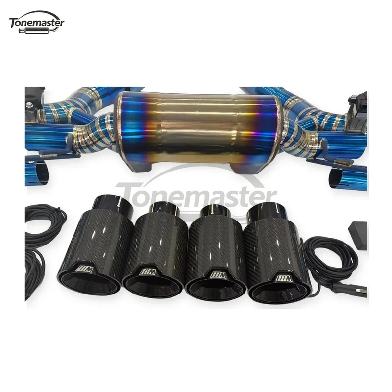 Titanium Valved Cat-Back Exhaust for BMW M8 Competition F91 S63 4.4T 2019-2024 Quad Carbon Fiber Tips Deep Tone